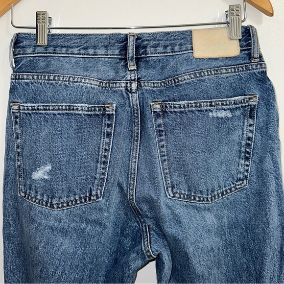 EVERLANE Women's 27 Regular Distressed Frayed Hem Blue Crop The Cheeky Jean - Picture 5 of 10